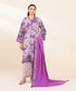 Women's Unstitched Arabic Lawn Embroidered Purple 3 Piece Suit